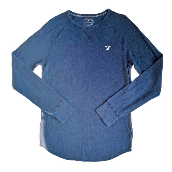 🛍️ American Eagle Navy Blue Thermal Long Sleeve Shirt Mens Size M - Picture 1 of 5